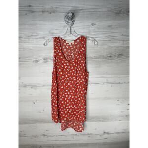Everleigh Blouse Womens Large Red Floral Daisy Print‎ Sleeveless Tank Top Flowy